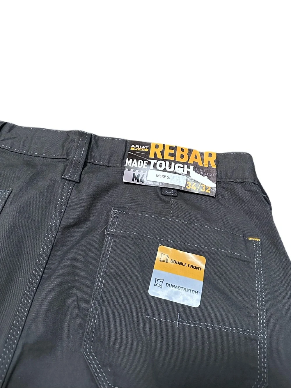 Ariat Rebar M4 Relaxed Straight Leg Double Knee Pants Gray 34x32 New With Tags - Picture 4 of 8